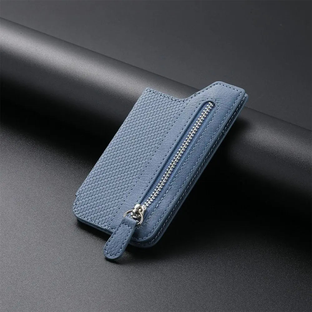Leathe Mobile Card Bag Phone Pocket Sticker Back Cover Phone Wallet Stick Phone Pouch Phone Card Holder Wallet Case Oasis Select blue--