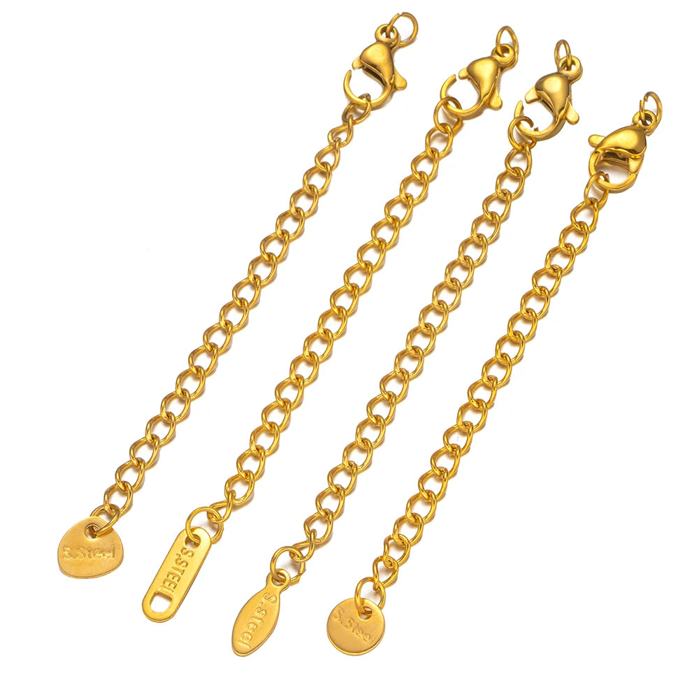 10pcs/Lot Stainless Steel Extension Extended Tail Chains With Lobster Clasps Connector For DIY Bracelet Jewelry Making Supplies Oasis Select