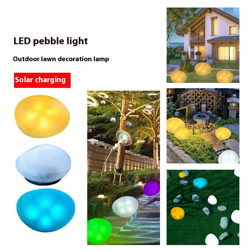Solar Pebble Lights, Outdoor Waterproof LED Garden Lawn Fence Decorative Lights, Solar Stone Lights Oasis Select