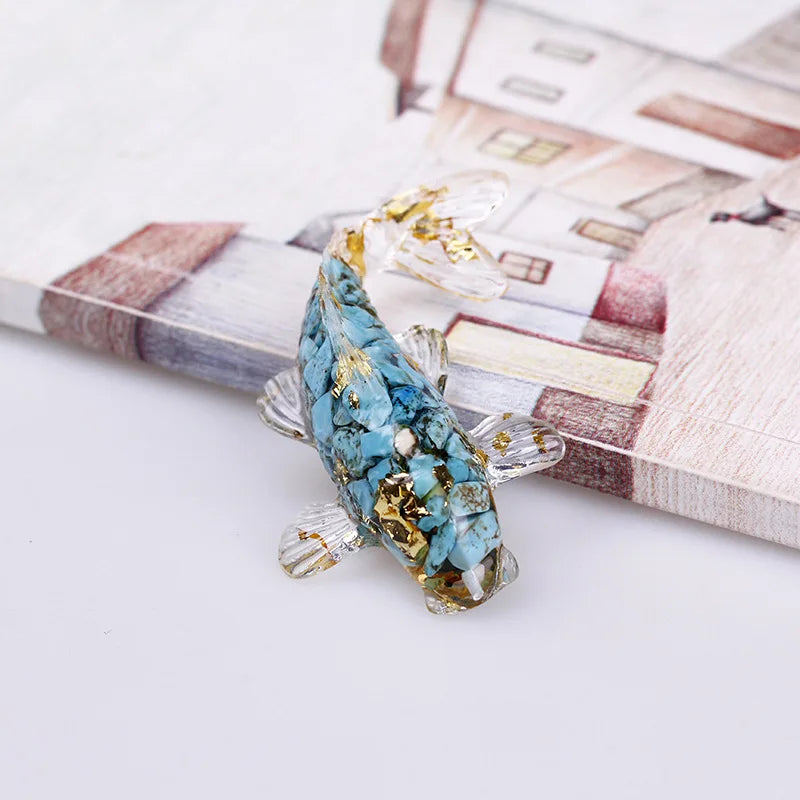 Lucky Koi Fish Figurine | Crystal Epoxy Resin Desk Ornament