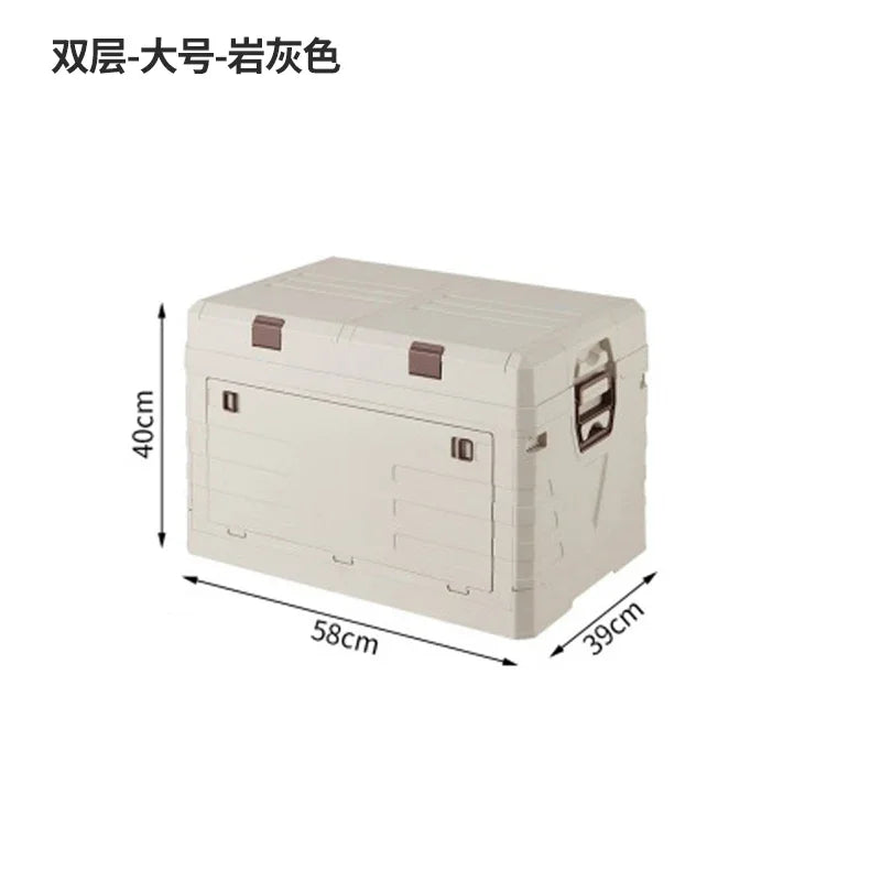 Multi-functional Outdoor storage box Household dustproof portable foldable large camping side door storage box Car finishing box Oasis Select 2 floors large lime
