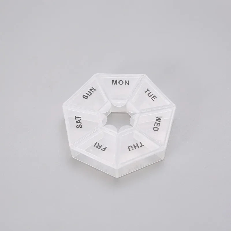 1/2/3Pcs A Week 7 Corners Pill Box Round 7 Boxes For One Week Small Pill Box Mini 7 Days Portable Points Medicine Jewelry Box Oasis Select 1pcs white