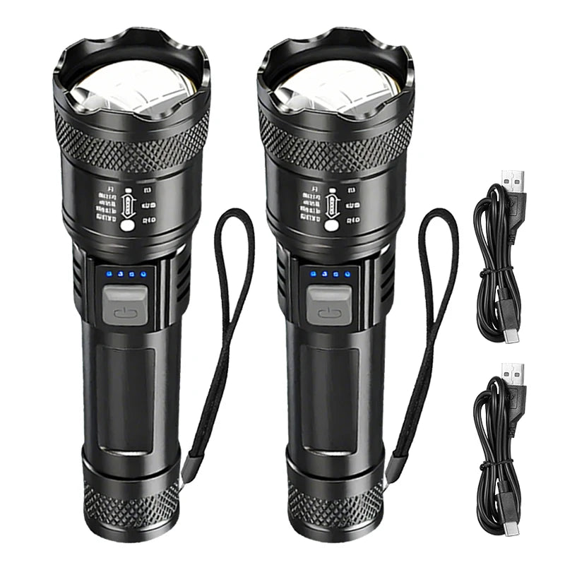 ZHIYU 2000LM Tactical LED Flashlight USB-C Rechargeable Zoom Torch