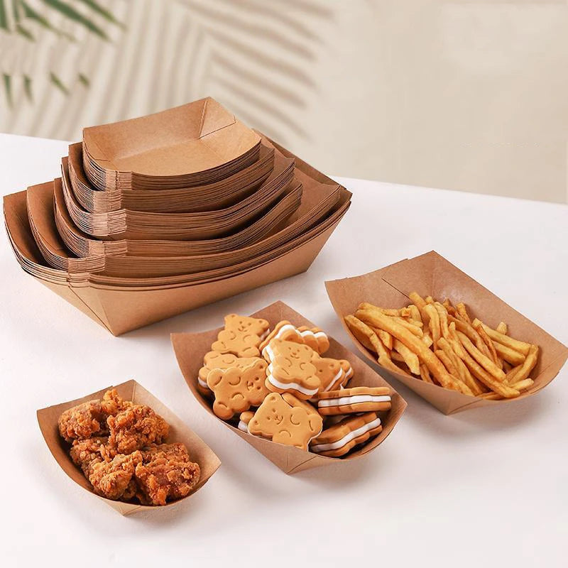 50pcShushi Wood Boat Natural Bamboo Disposable Kayak Salad Dessert Pine Cake Boat Snack Bowl Mat Sushi Plate Tray Party Supplies Oasis Select