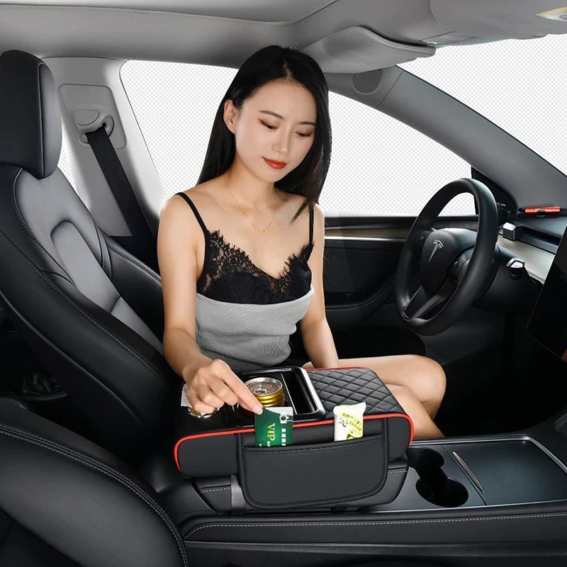 Car Armrest Storage Box, Car Center Console Organizer, Armrest Heightening Cushion With Cup Holder Armrest Storage Organizer Box Oasis Select