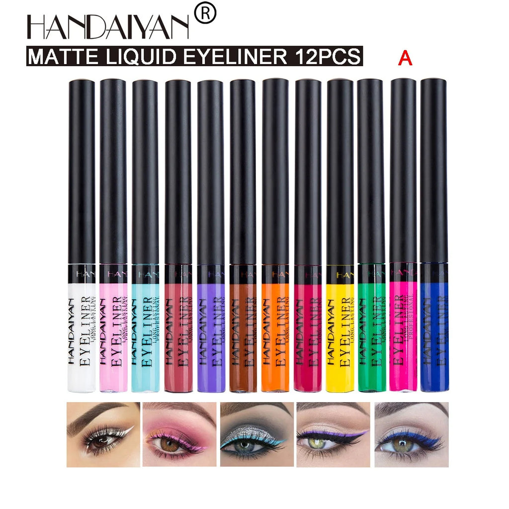 Handaiyan 12-Color Waterproof Matte Eyeliner Pen Set | 24H