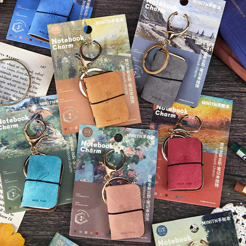 PU Keychain Soft Leather Mini Portable Diary Backpack Charm Notebook Literary Style Storage Accessory Oasis Select