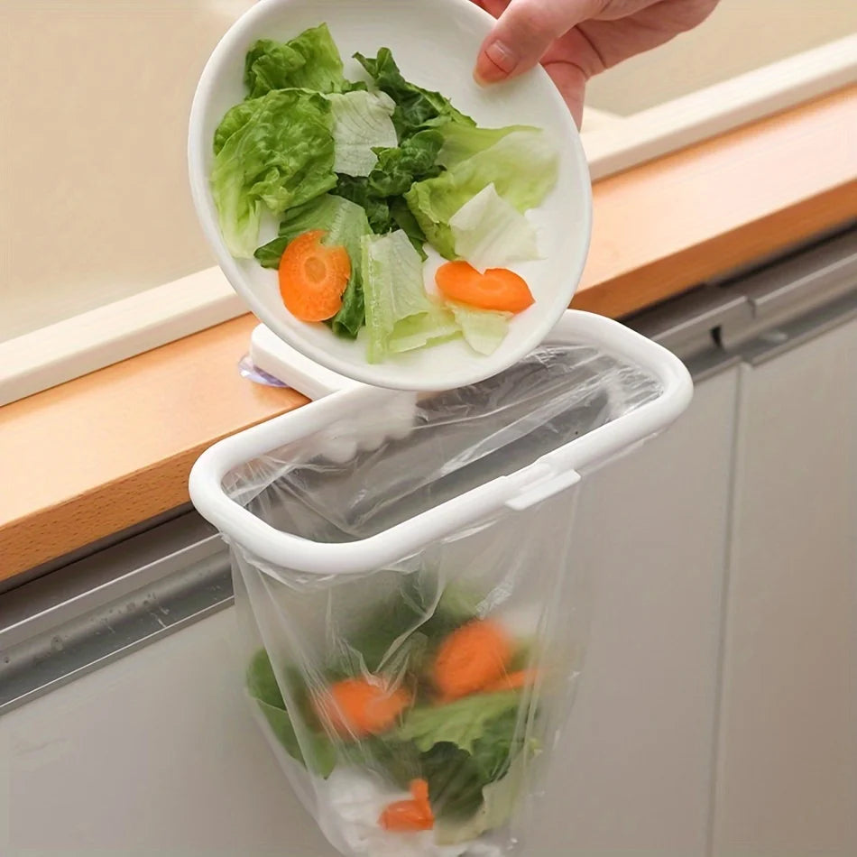 Portable Plastic Garbage Hanging Bag Kitchen Trash Storage Rack Bag Hook Scouring Pad Dry Shelf Holder Kitchen Organzier Oasis Select