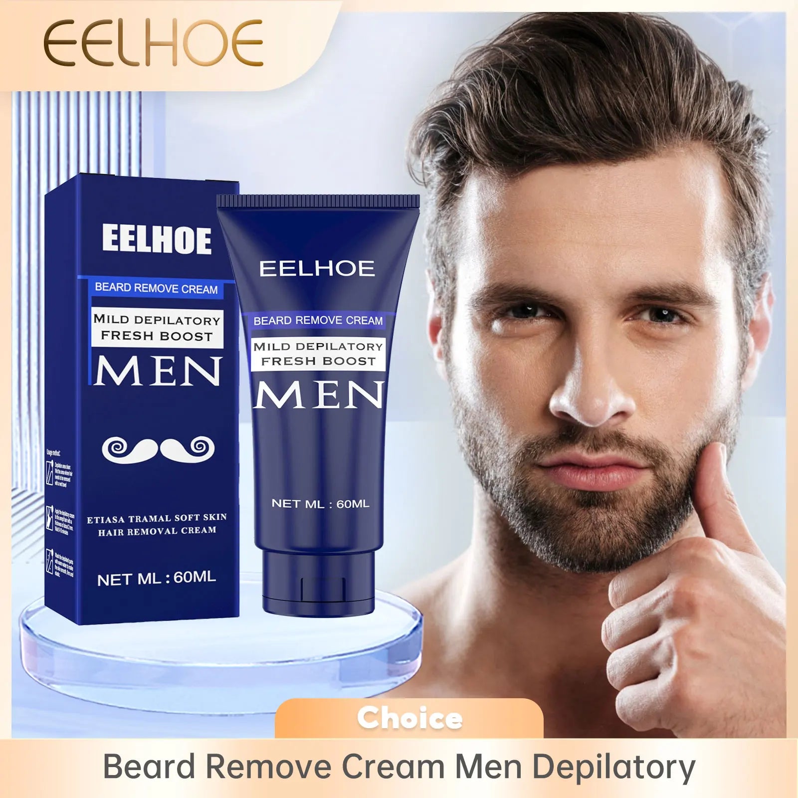 EELHOE Men Hair Removal Cream Beard Shaving Cream Hair Growth Inhibitor Armpit Hair Remover Painless Permanent Depilatory Cream Oasis Select