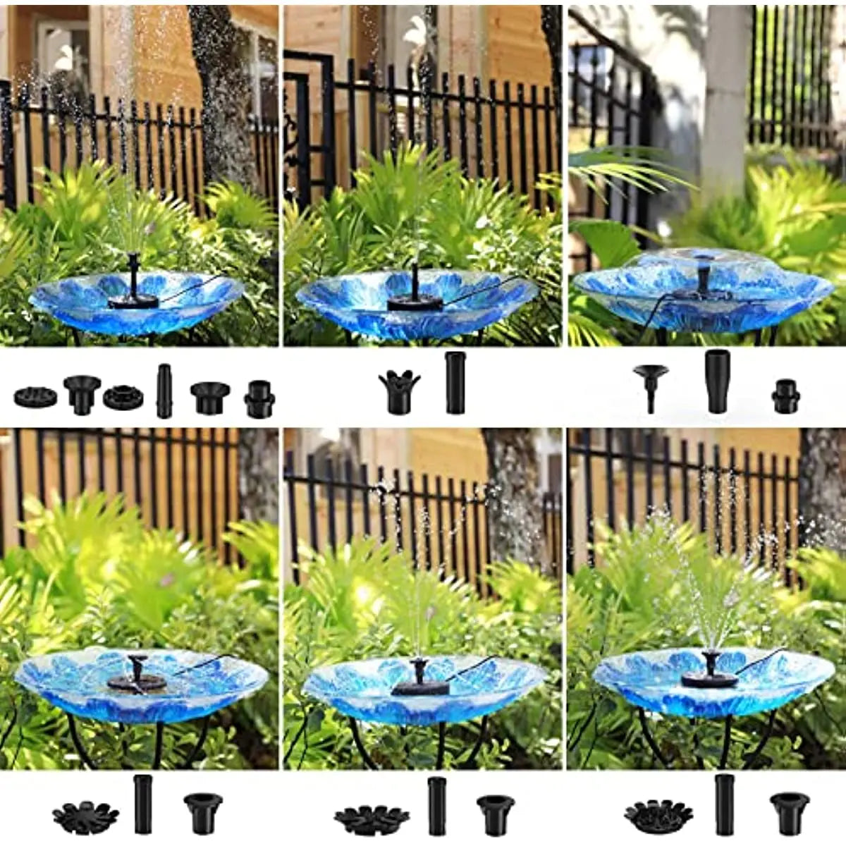 12W Solar Water Fountain DIY Solar Panel Pond Pump with Nozzles Sprays for Garden Decoration Bird Bath Fish Tank Pond Patio Oasis Select