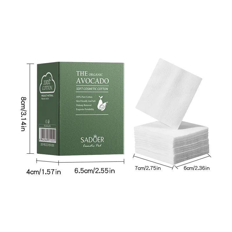 Sadoer Avocado Gentle Cotton Makeup Remover Pads – Pure Cotton Makeup Remover Pads Oasis Select