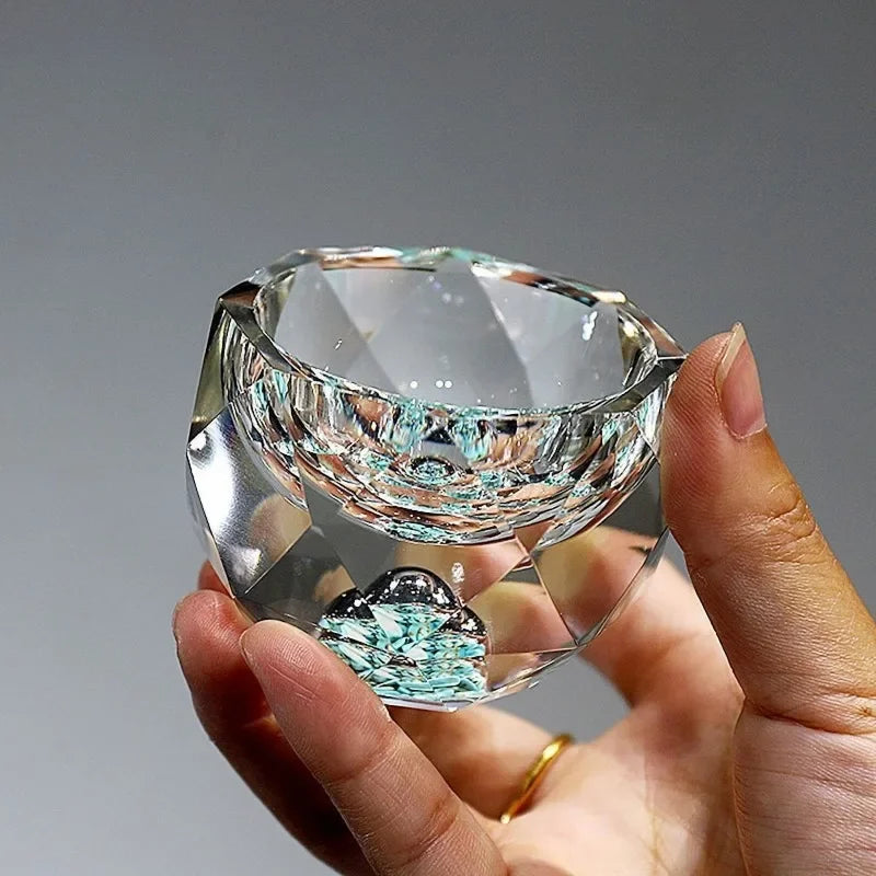 Creative Glass Tea Cup Faceted Master Cup Turquoise Gold Foil Household Diamond Crystal Fantasy Glass Cup Oasis Select