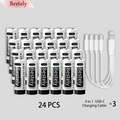 AA Rechargeable Batteries 1.5V 5800mAh Li-ion Battery Long-Lasting High Capacity Lithium Akku, 2000 Cycle with Free USB-C Cables Oasis Select 24 pcs batteries