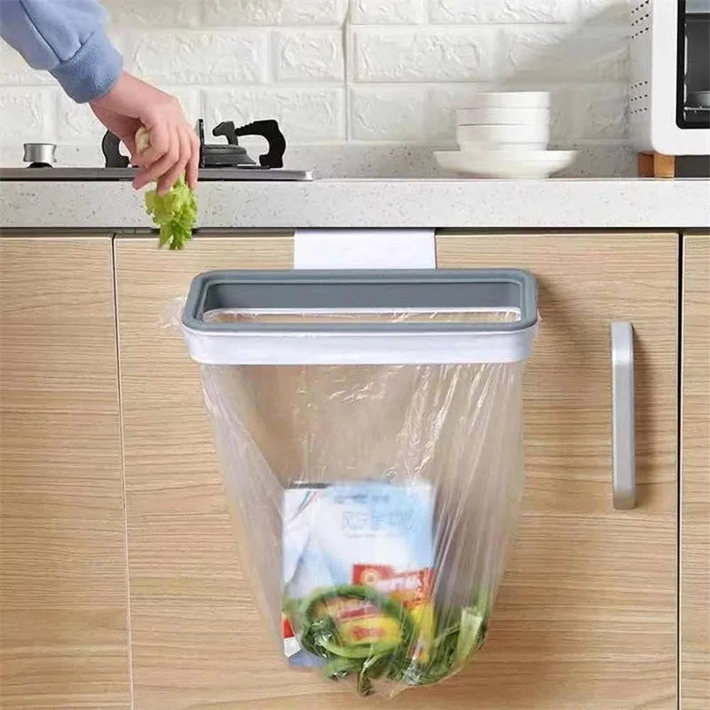Hanging Trash Bag Holder – Cabinet Door Garbage Rack Organizer