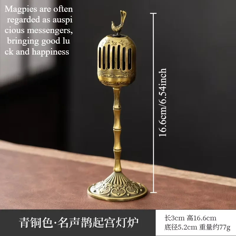 Matel Magpie Hollow Lamp Sandalwood Fragrance Censer Smoking Backflow Incense Holder Tea House Ornaments Study Room Home Decor Oasis Select Q