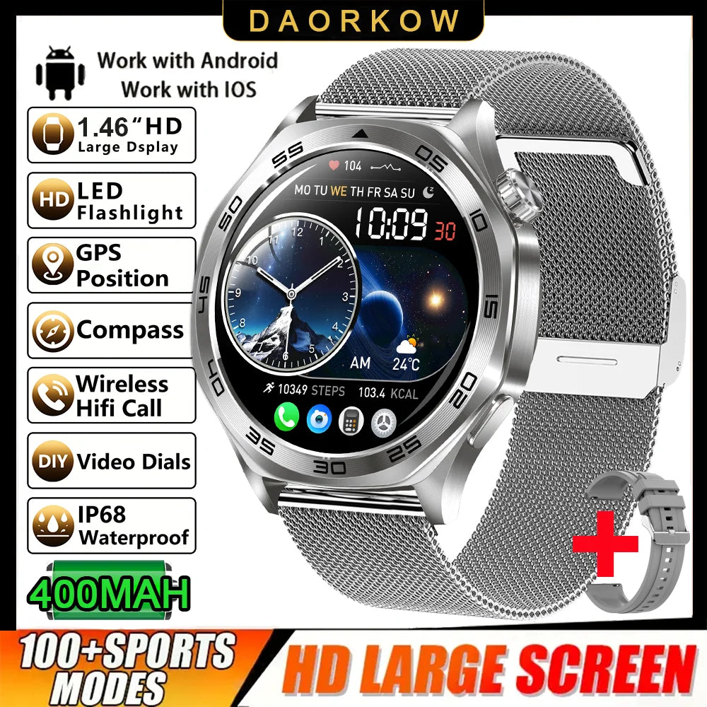 DAORKOW Smartwatch 1.46" IPS IPX8 | 100+ Activity Modes