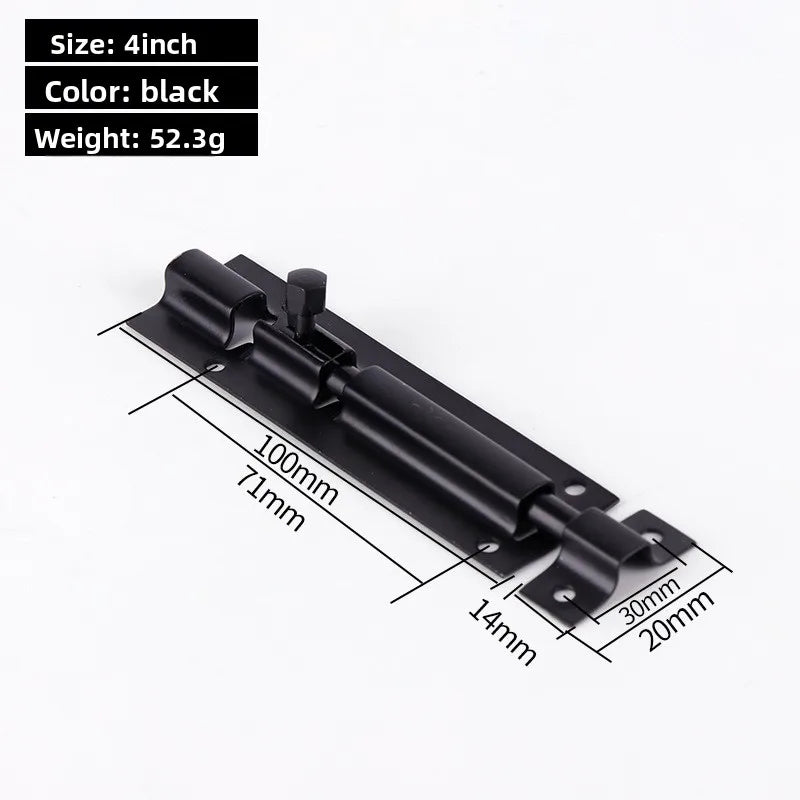 Black Door Lock Barrel Aluminum Alloy Door Lock Latch for Home Hardware Gate Safety Door Bolt Tower Window Catch Lock Silver Oasis Select 100mm 1