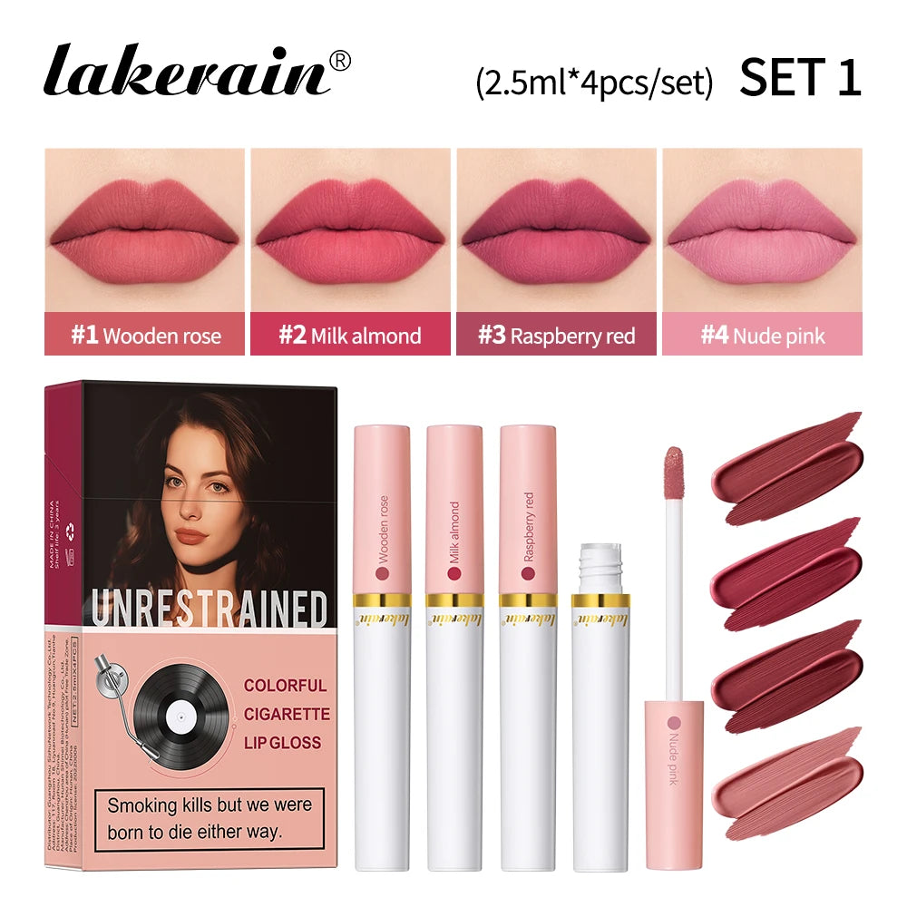 Matte Lipstick Lip Tint Set 4 Colors Waterproof Long Lasting Non-transfer Smooth Highly Pigmented Velvet Lip Sticks Makeup Oasis Select SET 5