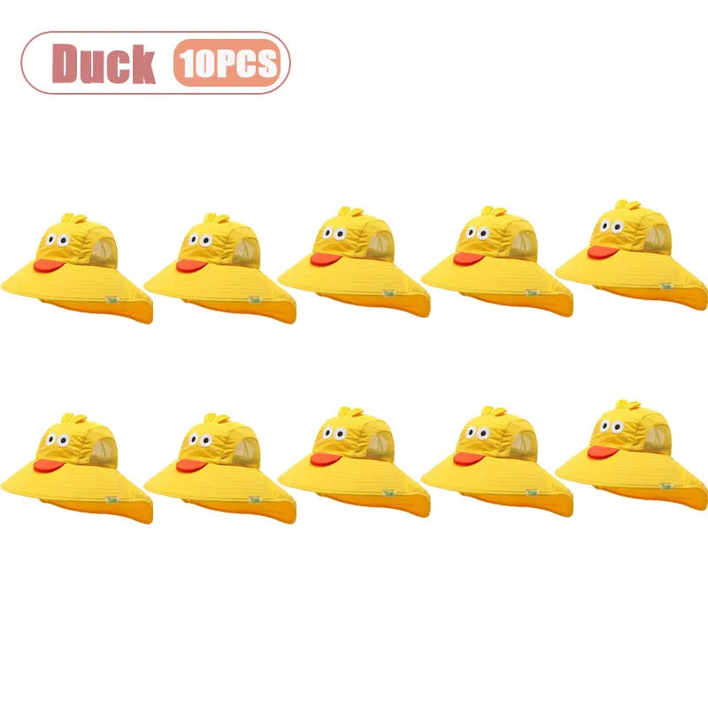 Spring Summer Kids UV Protection Sun Hat Baby Toddler Bucket Hat Wide Brim Breathable Outdoor Cap for Boys Girls Oasis Select Duck-10PCS