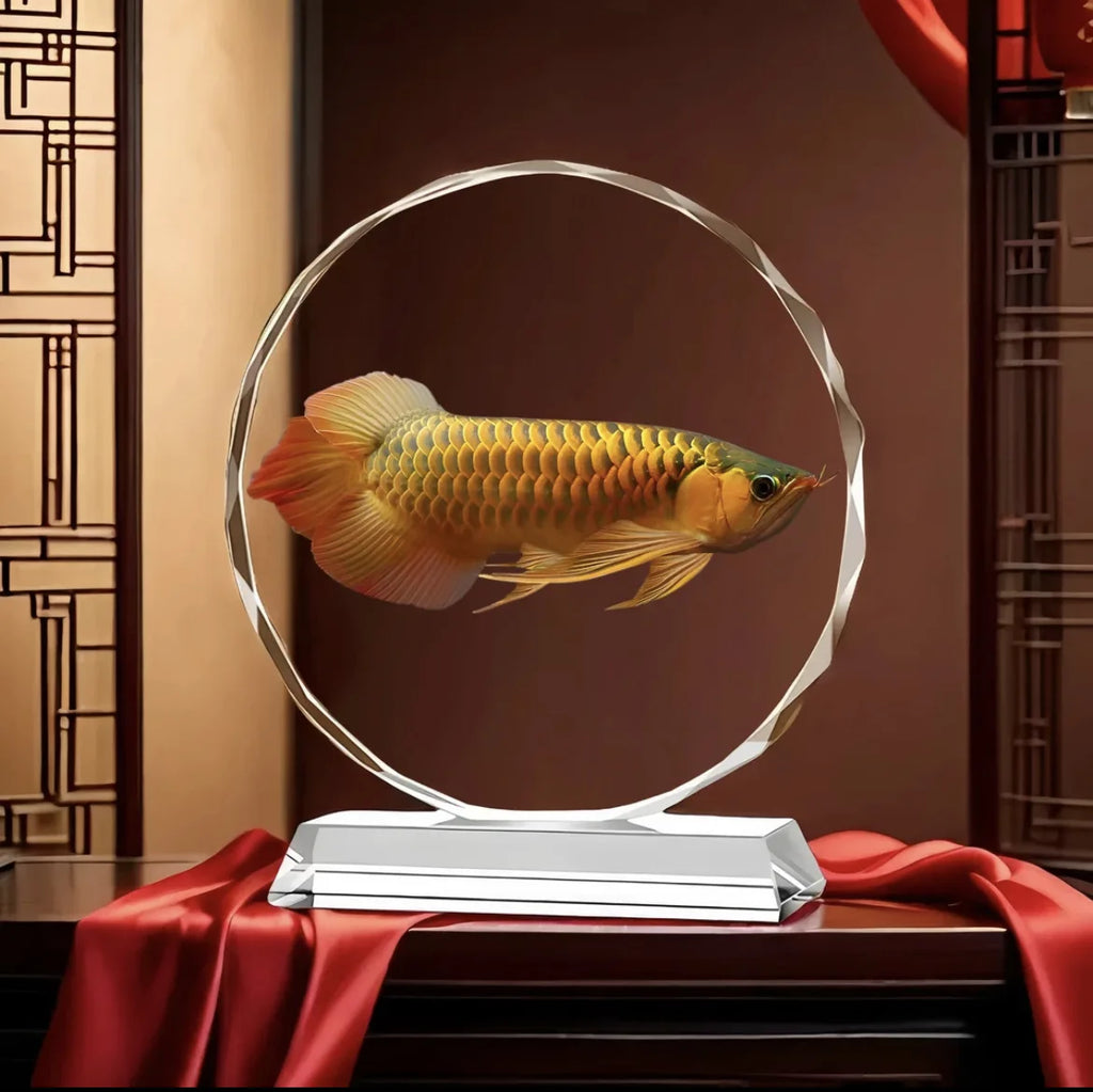 Koi Crystal Ornaments for Desktop Home Decoration Yearly Abundance Gift-giving Handicrafts for Housewarming Oasis Select F 22cm X 20cm