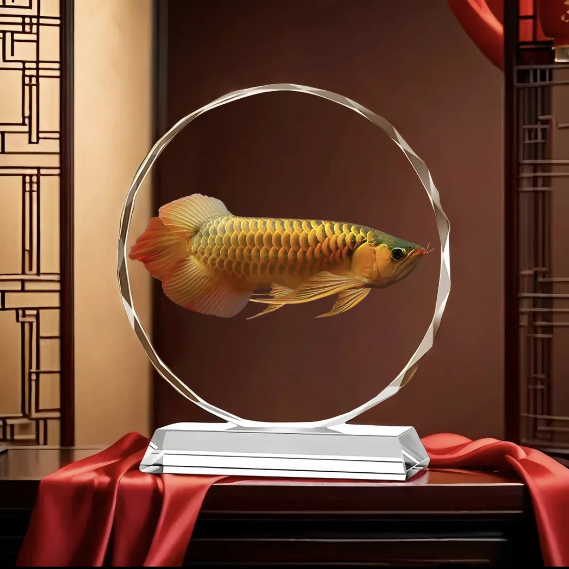 Koi Crystal Ornaments for Desktop Home Decoration Yearly Abundance Gift-giving Handicrafts for Housewarming Oasis Select F 22cm X 20cm