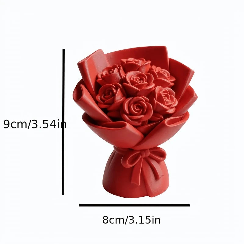 3D Rose Bouquet Ornament Romantic Flower Craft Multi-scene Decor for Desk Bookshelf Bedside Table Sweet Valentine's Day Gift Oasis Select