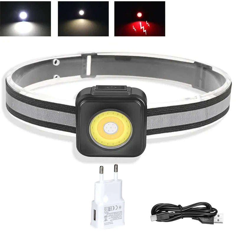 COB Rechargeable Headlamp USB-C 800LM – 4 Modes, Waterproof