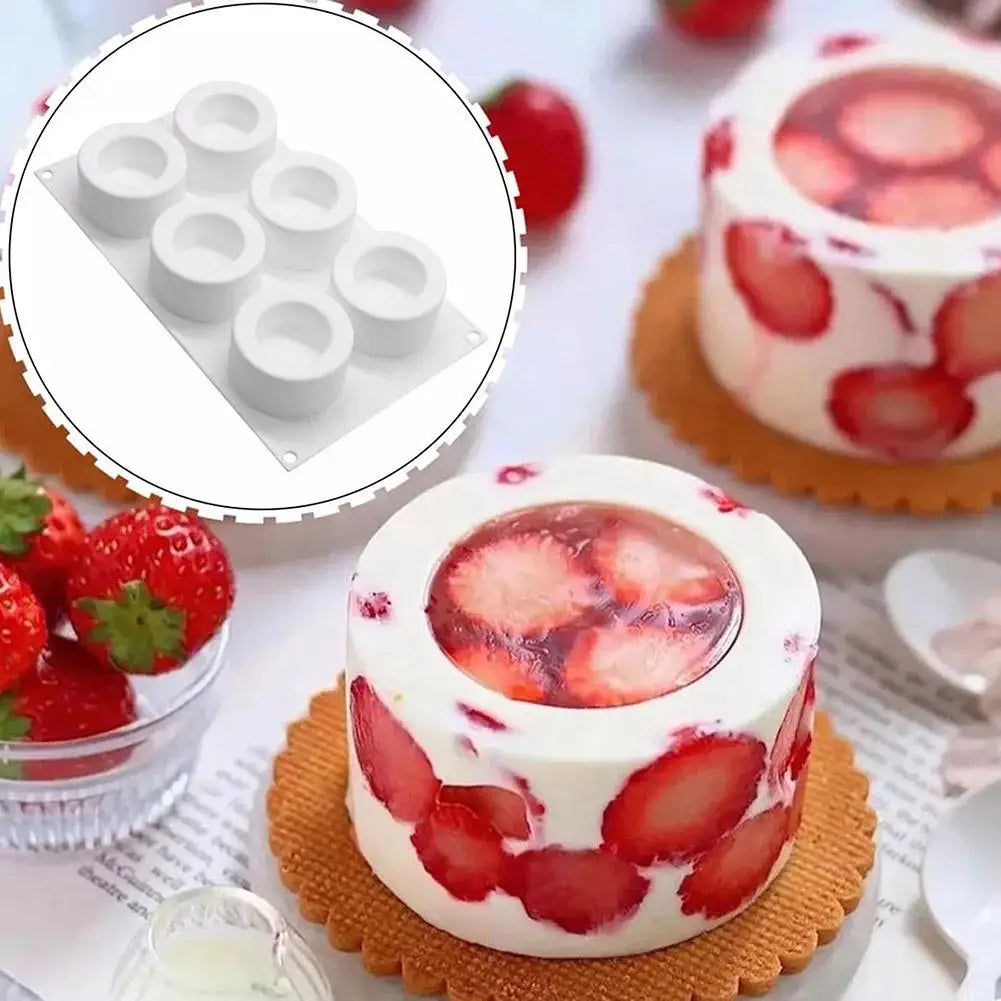 6-Hole Silicone Mousse Cake Mold – Cylinder Cupcake & Pudding Pan Silicone Cake Mold Oasis Select