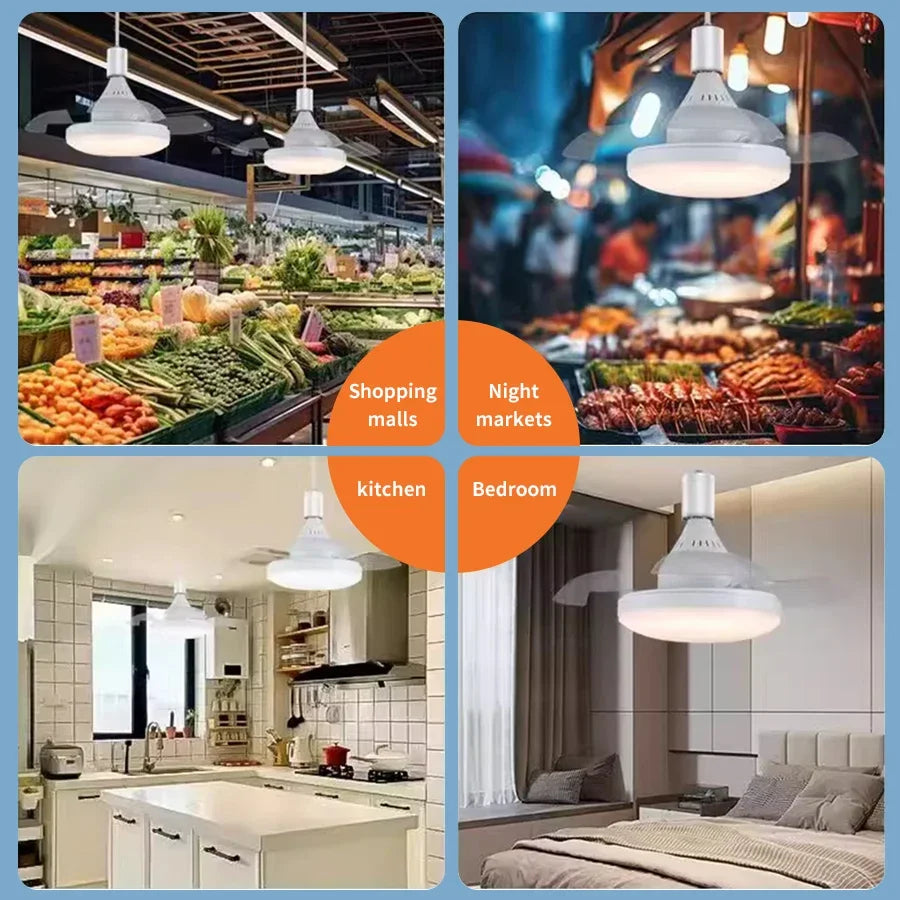 2 in 1 E27 Ceiling Fan Light with Remote Control AC 85-265V Three-Color Three-Wind Speed Dimmable Timer Function for Living Room Oasis Select