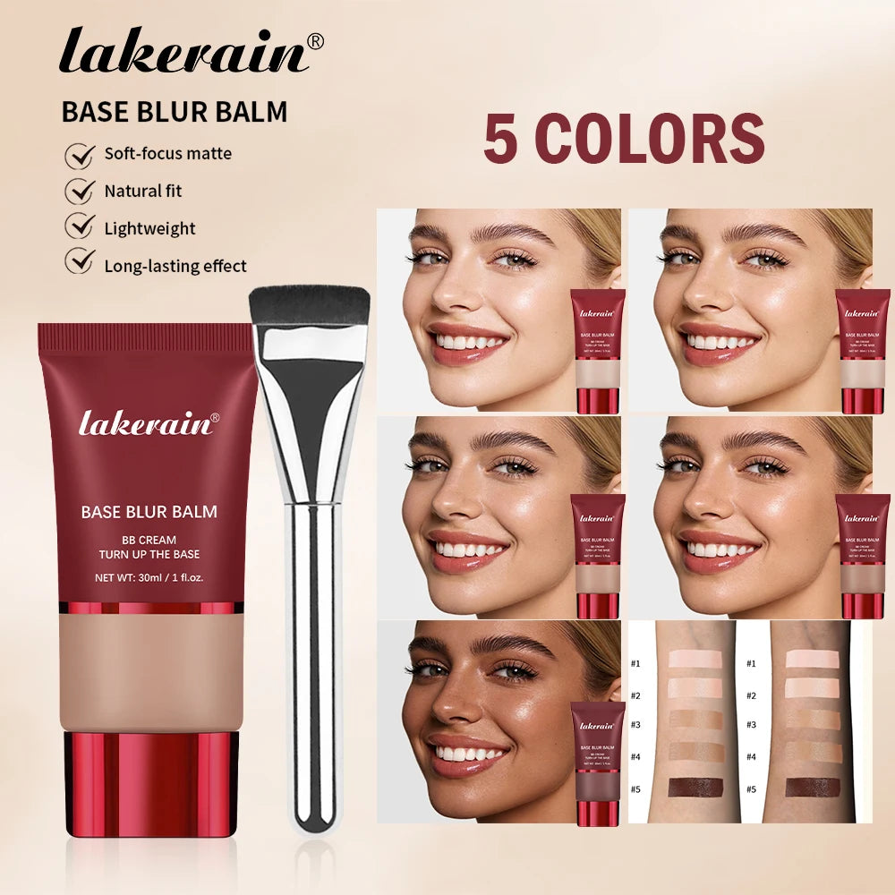 Lakerain Blurring Liquid Foundation & Brush Set | Matte Finish Liquid Foundation Set Oasis Select