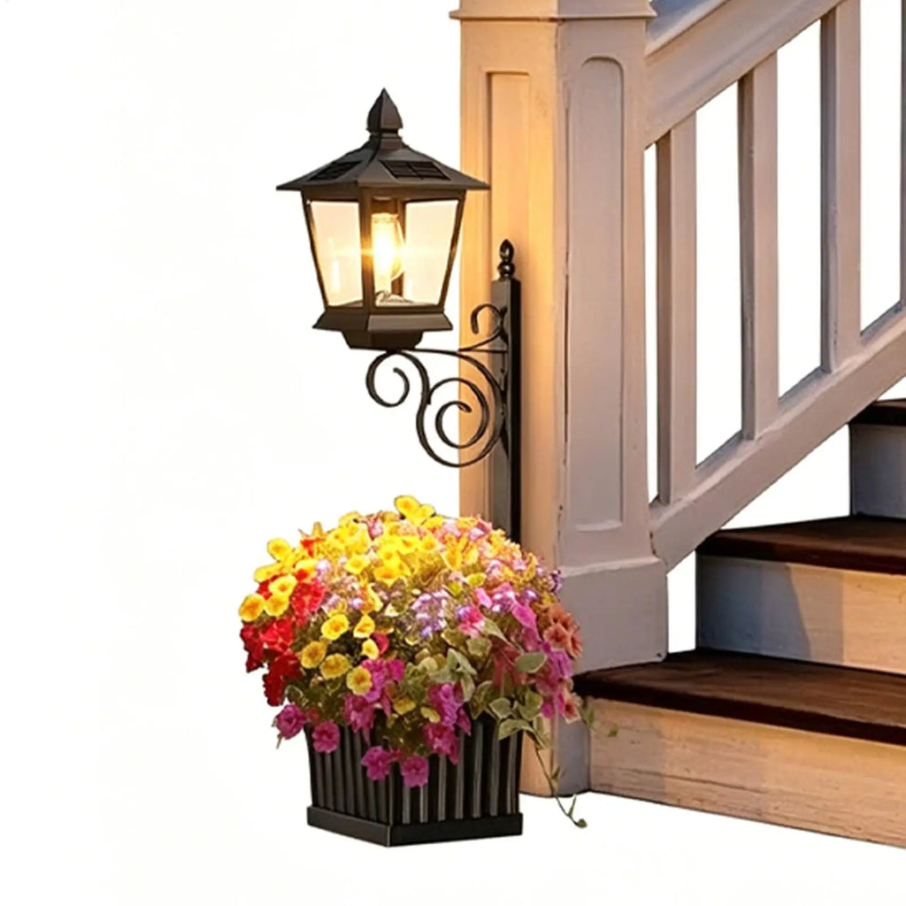 Solar Light Post with Planter 2-in-1 Flower Pot with Solar Lantern Decorative Lights Planter for Garden Patio Porch Backyard Oasis Select