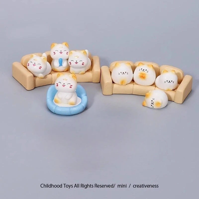 Mini Cats Ornament Fairy Garden Kitten Statue Gift Kids Children Baby Room Decoration Toys Miniature Figurines Home Decor Oasis Select