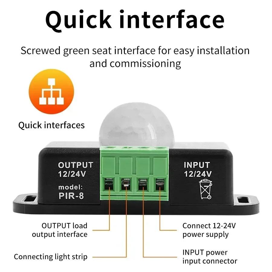 DC 12V-24V PIR Motion Sensor Switch for LED Strip Lights PIR Motion Sensor Switch Oasis Select