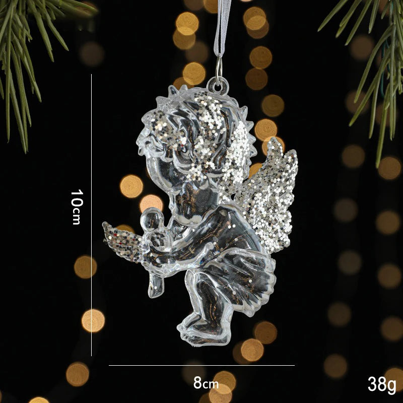 Acrylic Christmas Crystal Pendant – Angel & Snowflake Ornament