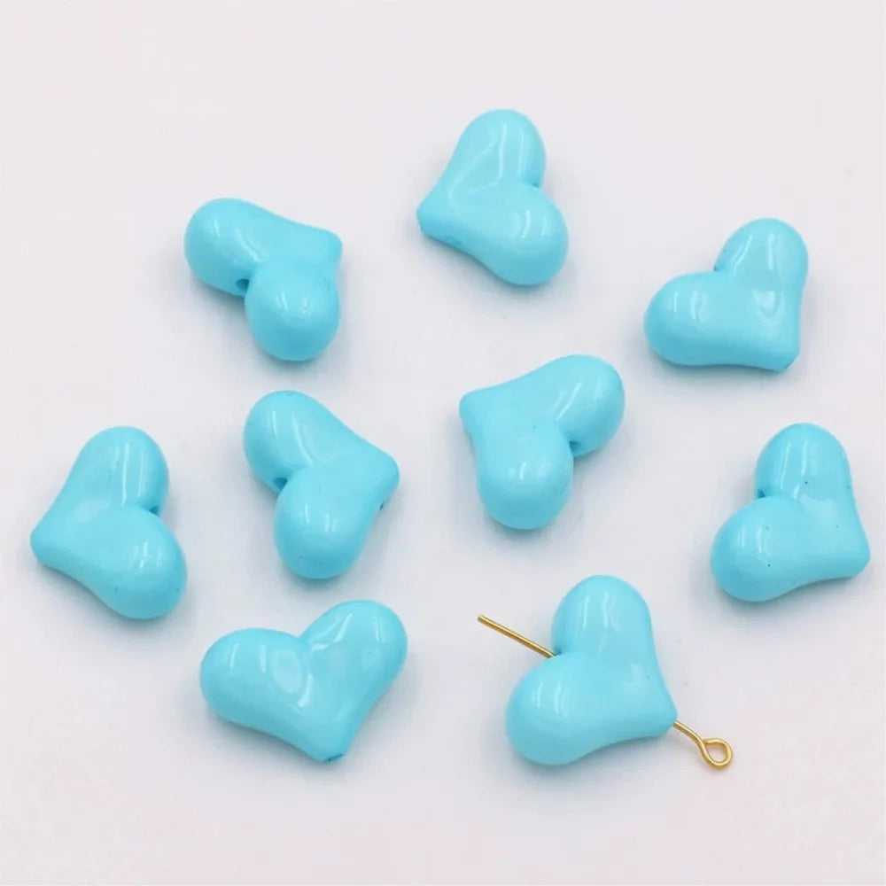 20pcs 16x22mm Acrylic Heart Shape Spacer Beads with 2mm Hole for Keychain Earrings Necklace Jewelry Pens Making Craft DIY Oasis Select