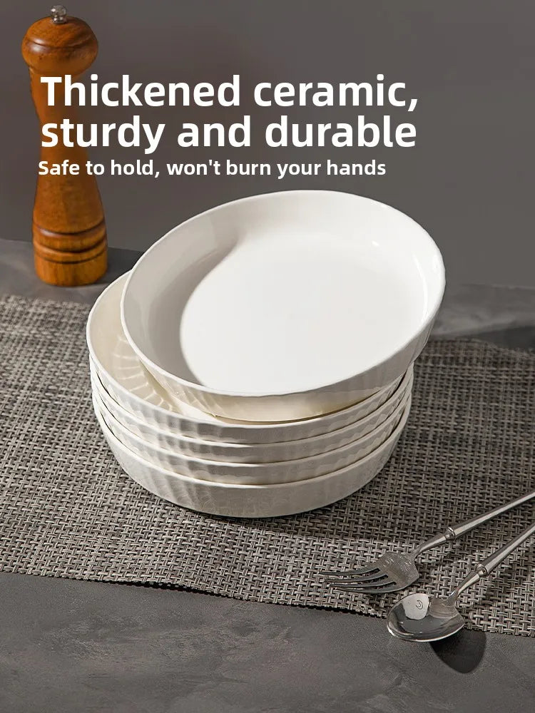 Modern Minimalist Ceramic Deep Dinner Plate - Elegant White Porcelain Dish for Pasta & Soup, Premium Tableware Oasis Select