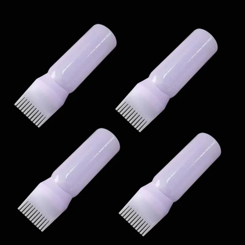 1/2/4pcs Hair Dye Refillable Bottle Comb Professional Salon Hair Oil Applicator Bottles Plastic Dispensing Hairdressing Styling Oasis Select 4pcs purple
