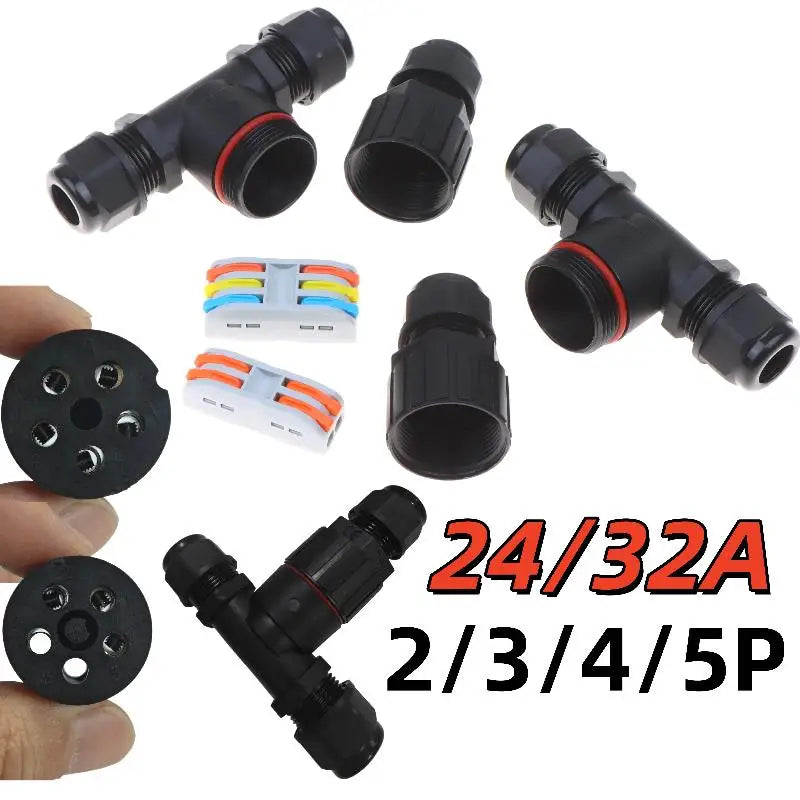 1Pc Quick Screw Push-in Terminal, IP68 Waterproof T-Type Electrical Connector 2/3/4/5 Pin, Wiring Harness Junction Box Connector Oasis Select