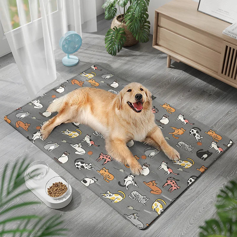 Summer Cooling Ice Silk Mat for Pet - Dog & Cat Nap Mat, Bite Resistant & Moisture - Proof Bed Mat Oasis Select Cat - Grey 45x60cm