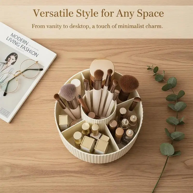 1Pcs 5 Slot Cosmetic Organizer 360° Rotating Makeup Brush Holder For Nail Polishes Skincare Perfumes Desktop Vanity Storage Oasis Select