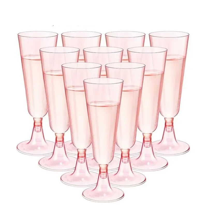 25pcs 150ml Disposable Cups Sparkling Champagne Bar Cups Plastic Champagne Flutes Clear Toasting Glasses for Weddings Party Oasis Select Pink-25PCs 25pcs