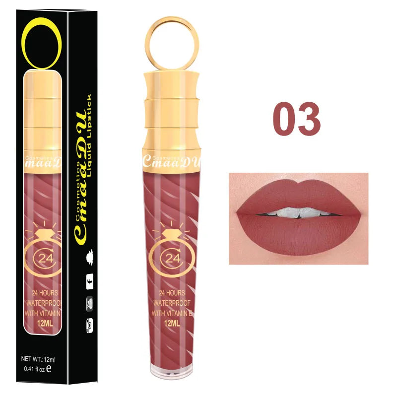 1 Pcs Matte Lip Gloss Waterproof Selection Spiral Glossy Lipstick Long-lasting Non-stick Cup Non-fading Exquisite Gift Oasis Select 03