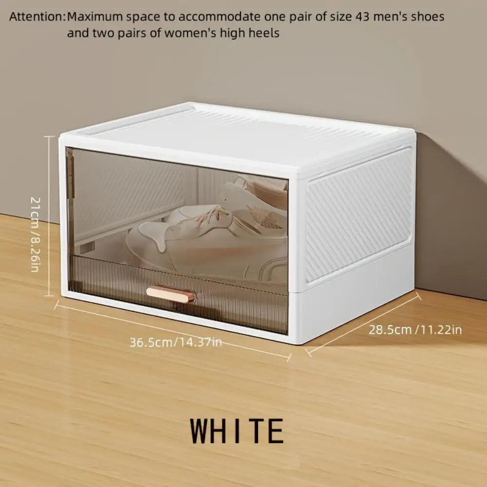 1pc transparent plastic shoe box, multifunctional family storage box, detachable shoe storage box, dustproof shoe box Oasis Select WHITE