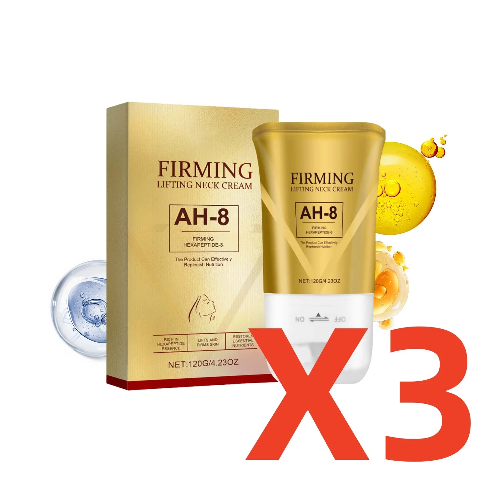 Neck Roller Cream Massage Firm Nourish Soothe Skin Improve Dryness Reduce Wrinkles Fine Lines Sagging Remove Double Chin Cream Oasis Select 3X120g boxed