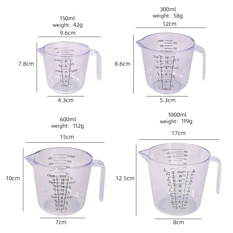 Measuring Cup Premium Graduated Transparent Heat Resisting Plastic Milk Cups Pour Spout with Handle Kitchen Tool Microwavable Oasis Select