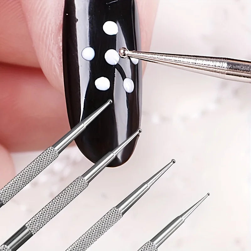Dual-End Stainless Steel Nail Dotting & Rhinestone Pen Set Nail Art Dotting Tool Oasis Select