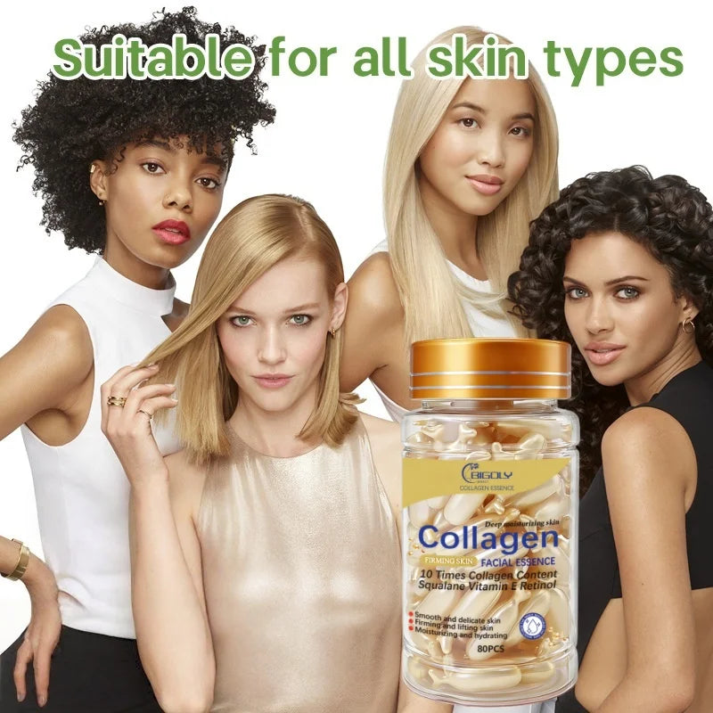 80 Collagen Facial Essence Capsules – Firming & Moisturising Serum Collagen Face Serum Oasis Select