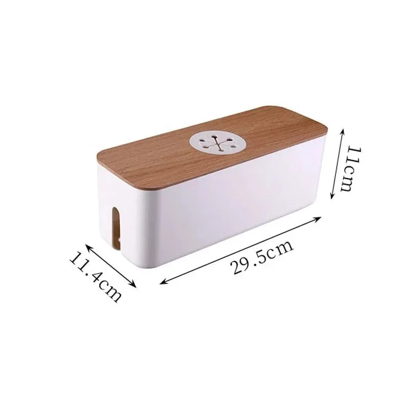 Wooden Cable Storage Box Dustproof Chargers Storage Container Multi Functional Sockets Hidden Box Home Organizer Accessories Oasis Select