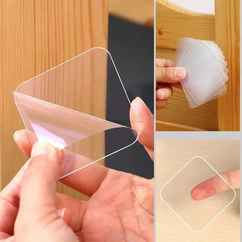 Ultra-strong Glue Double Sided Adhesive Tape Transparent Square Wall Stickers Patch for Bathroom Seamless Waterproof Nano Tapes Oasis Select