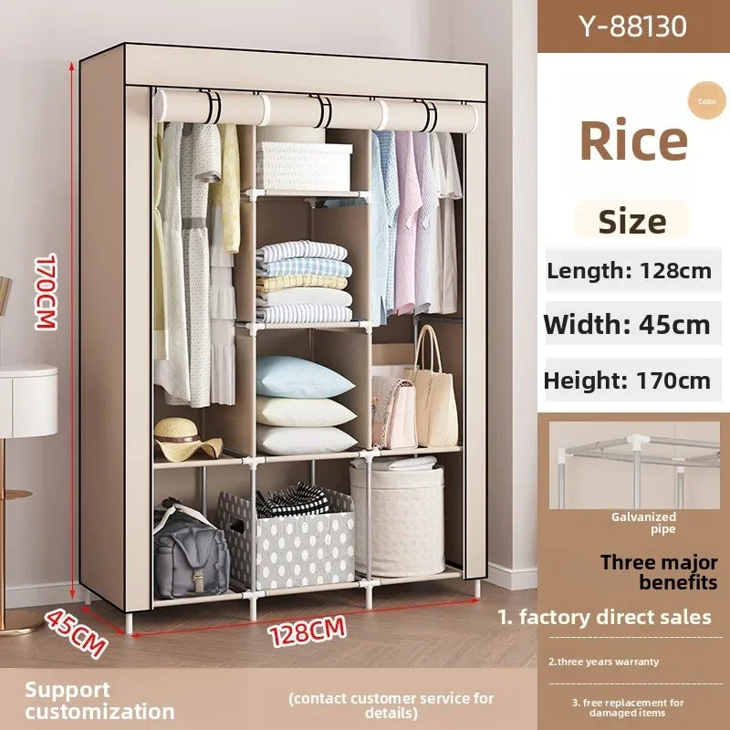 Multi-functional Simple wardrobe dormitory rental e****my bedroom storage large capacity combination non-woven wardrobe Durable Oasis Select